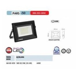 Horoz 50 Watt Led Projektör Slim Kasa Günışığı Renk Çeşidi 2700 Kelvin (1 Yıl Garanti)