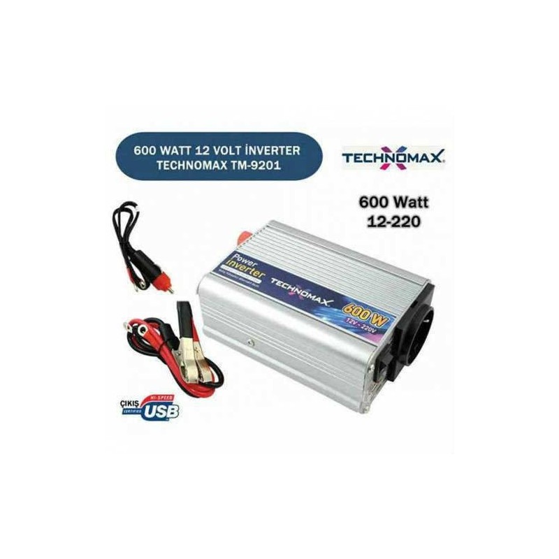 Technomax 600 Watt 12 Volt İnverter Technomax Tm 9201 (1 Yıl Garanti)