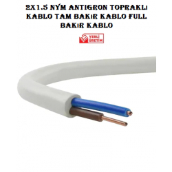 2x1.5 NYM Antigron Topraklı Kablo Tam Bakır Kablo Full Bakır Kablo (100 Metre Satışımız)