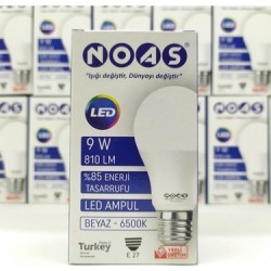 Noas 9 Watt Led Ampul 510 Lümen Işık Gücü (Günışığı Renk - 1 Yıl Garanti) - (5 Adet Satışımız)