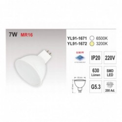 Noas YL-1671 7 Watt Led Spot MR16 Model Günışığı Renk(1 Yıl Garanti) - (10 Adet Satışımız)