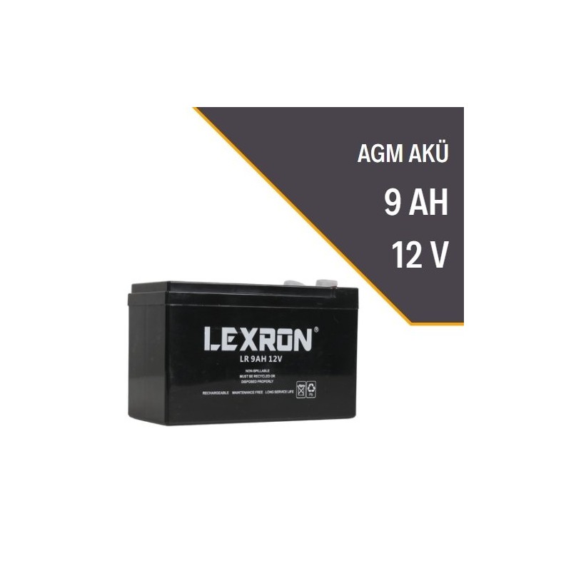 Lexron 12 Volt 9 Amper Bakımsız Kuru Tip Ups Akü (1 Yıl Garanti)
