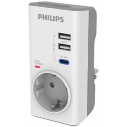 Philips PD20WQC Hızlı Şarj 1 x USB-C 2 X USB-A Tekli Akım Korumalı Priz