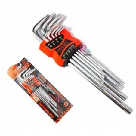 Q Tools 9 Parça Yıldız Torx Uçlu Büyük Boy Alyan Anahtarı Takımı Seti