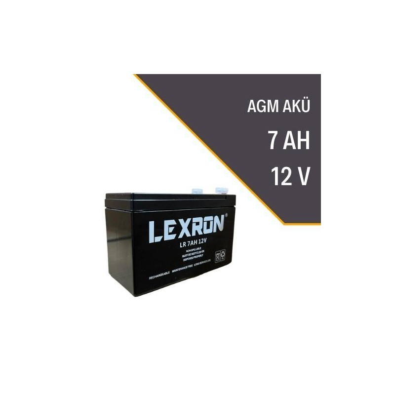 Lexron 12 Volt 7 Amper Bakımsız Kuru Tip Akü (1 Yıl Garanti)