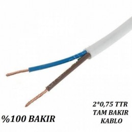 2x0,75 TTR Topraklı Kablo Tam Bakır Kablo Full Bakır Kablo (1 Metre Satışımız)