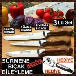 Lazoğlu Sürmene 4'LÜ Kurban Bıçak Set El yapımı Kesme,Yüzme,Sıyırma ve Sürmene Bıçak Bileme