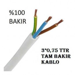 3x0,75 TTR Topraklı Kablo Tam Bakır Kablo Full Bakır Kablo (5 Metre Satışımız)
