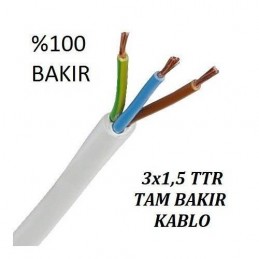 3x1,5 TTR Topraklı Kablo Tam Bakır Kablo Full Bakır Kablo (20 Metre Satışımız)