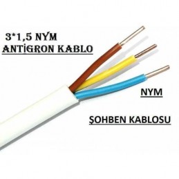 3x1.5 NYM Antigron Topraklı Kablo Tam Bakır Kablo Full Bakır Kablo (5 Metre Satışımız)
