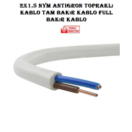 2x1.5 NYM Antigron Topraklı Kablo Tam Bakır Kablo Full Bakır Kablo (1 Metre Satışımız)