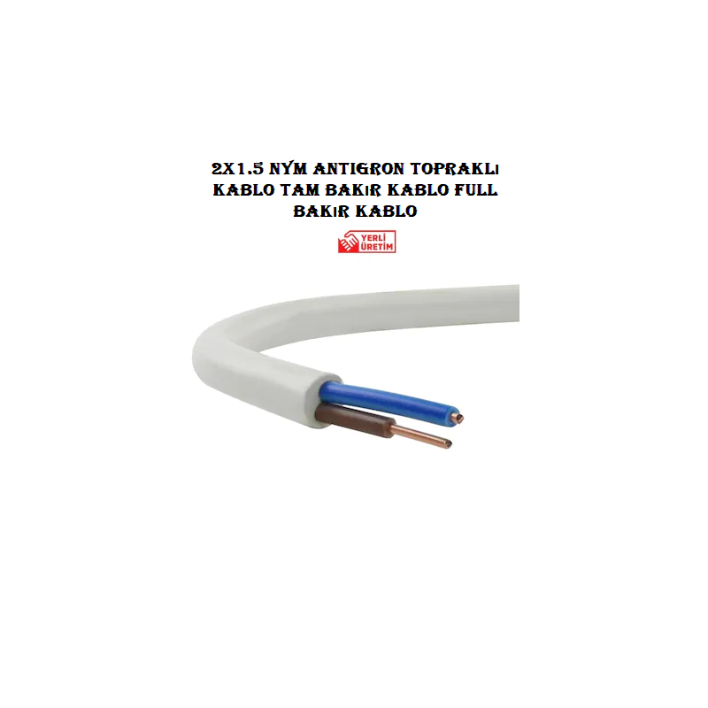 2x1.5 NYM Antigron Topraklı Kablo Tam Bakır Kablo Full Bakır Kablo (10 Metre Satışımız)