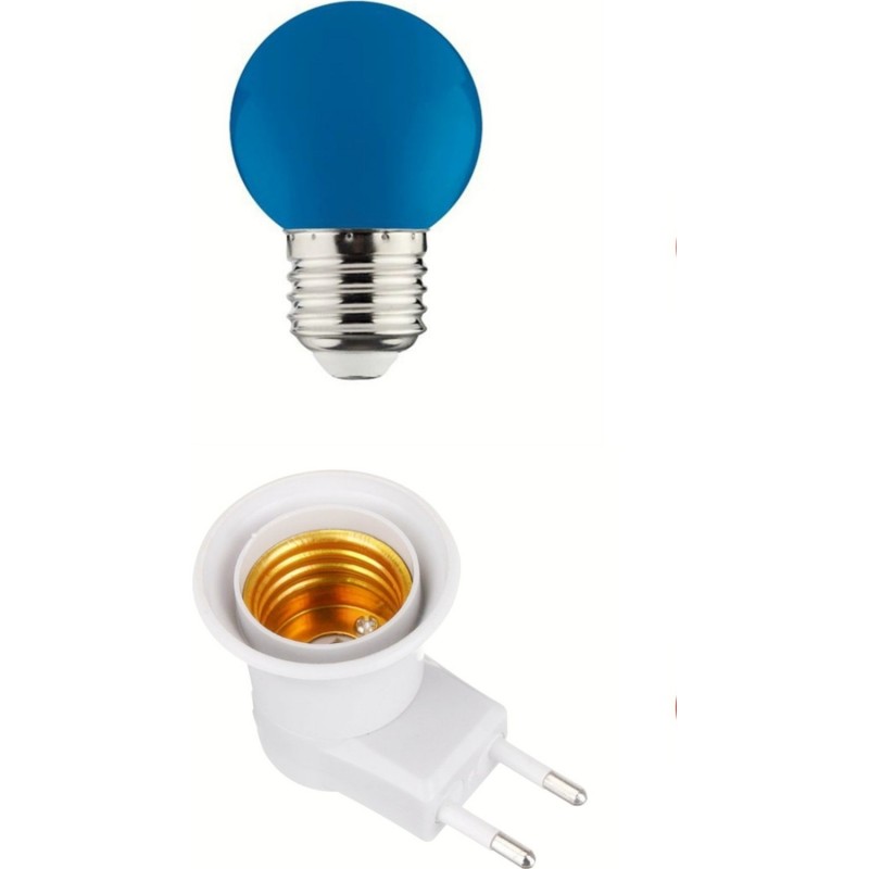 Açma Kapama Anahtarlı Duy Fişli + 1W Tasarruflu Renkli E27 LED Gece Lambası Mavi Renk