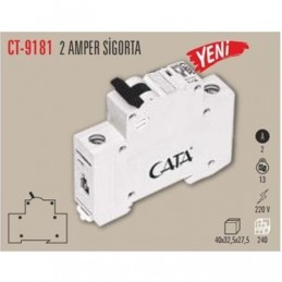 Cata CT-9181 Otomatik Sigorta 4,5kA C Tipi 1x 2 Amper Otomat