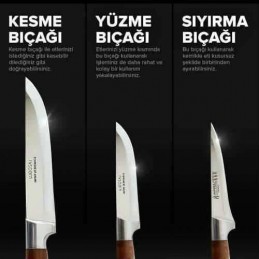 Lazoğlu Sürmene 4'LÜ Kurban Bıçak Set El yapımı Kesme,Yüzme,Sıyırma ve Sürmene Bıçak Bileme